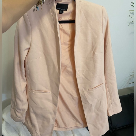 LIGHT PINK LONG OPEN BLAZER - Picture 5 of 7